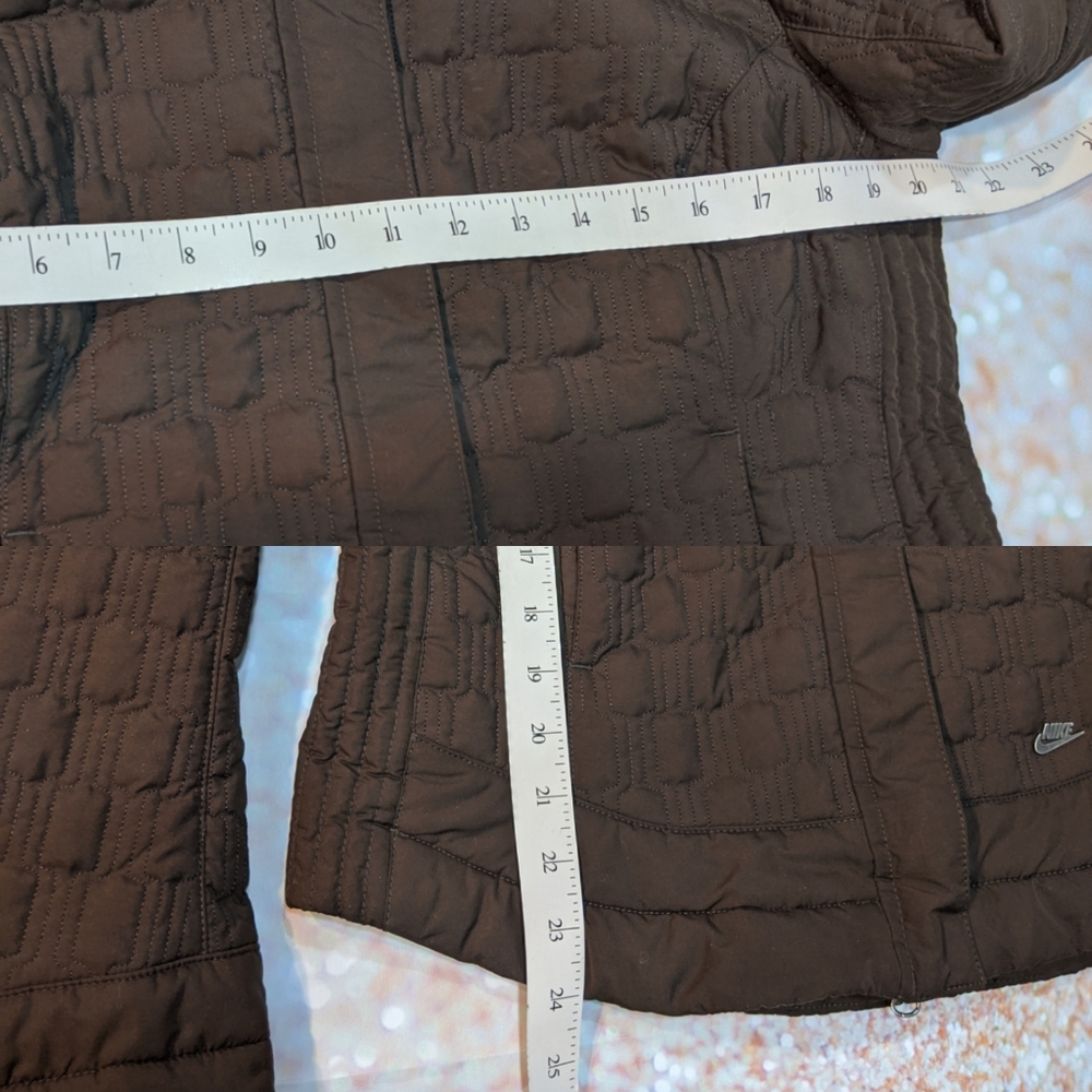 Nike Brown and Pink Quilted Fur Trim Jacket - Picture 7 of 8